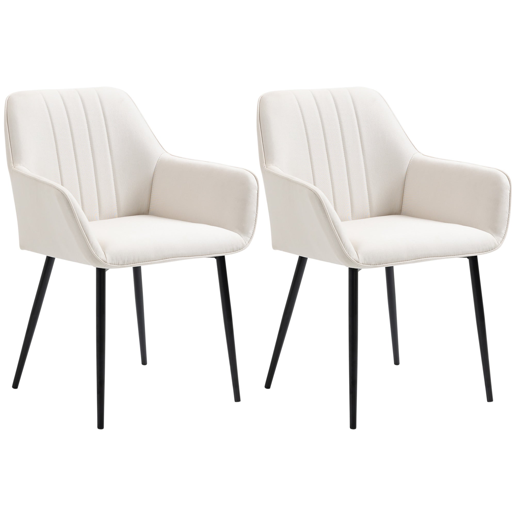 Dining Chairs Set of 2, Upholstered Linen Fabric Accent Chairs with Metal Legs, Beige Bar Stools   at Gallery Canada