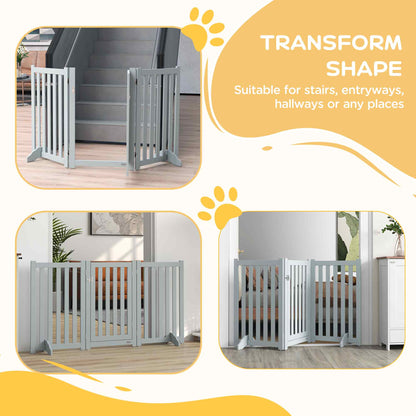 3-Panel Foldable Dog Gate with Feet for Medium Dogs and Below, Grey Houses, Kennels & Pens   at Gallery Canada