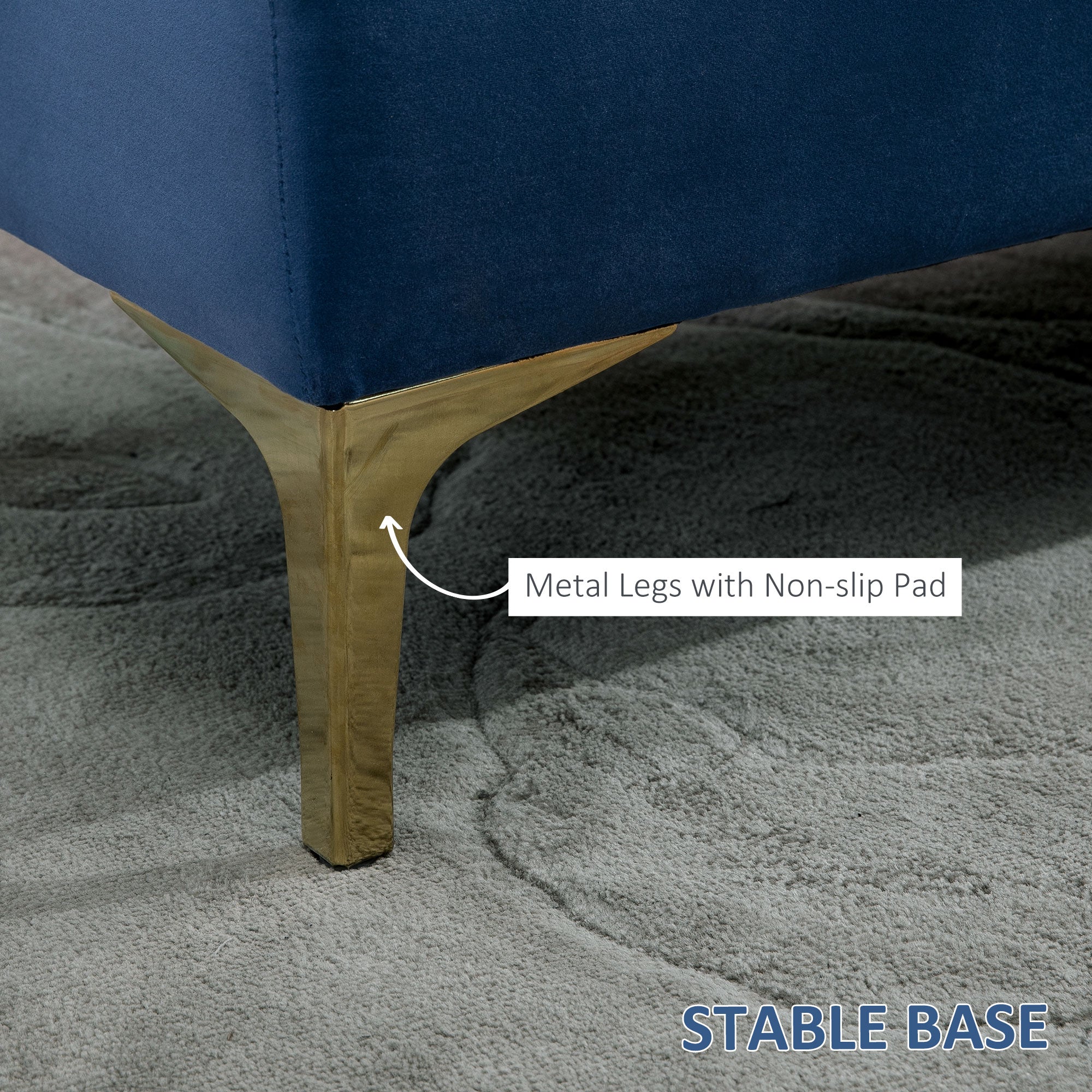 End of Bed Bench, Upholstered Bench, Entryway Shoe Bench with Button Tufted for Living Room, Bedroom, Blue Storage Ottomans & Benches at Gallery Canada