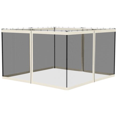 Replacement Mosquito Netting for Gazebo 10' x 12' Black Screen Walls for Canopy with Zippers, White