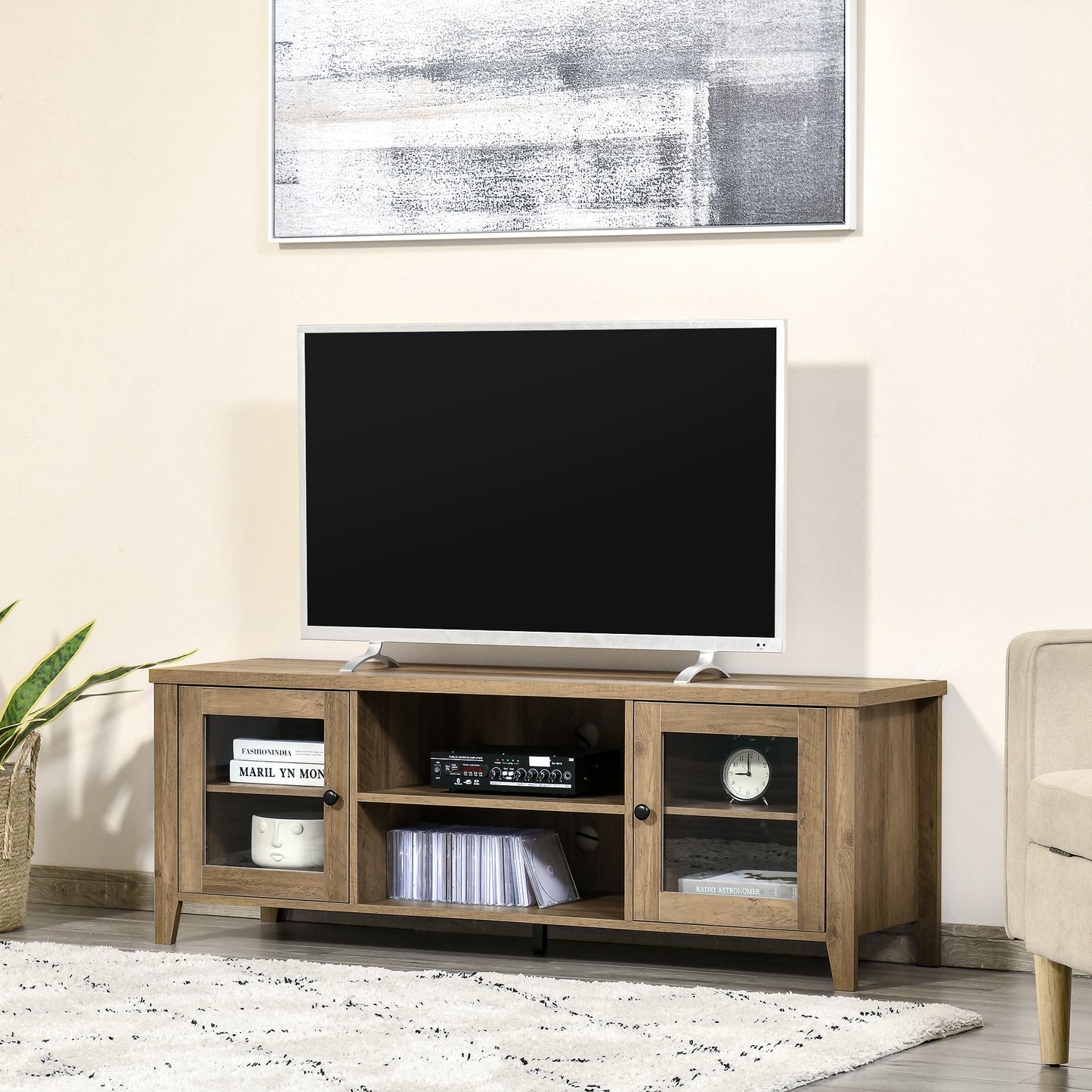 Fireplace TV Stand for TVs up to 60 inches, Wood TV Cabinet w/ Storage Doors or Living Room, Office, Grey Wash TV Stands   at Gallery Canada