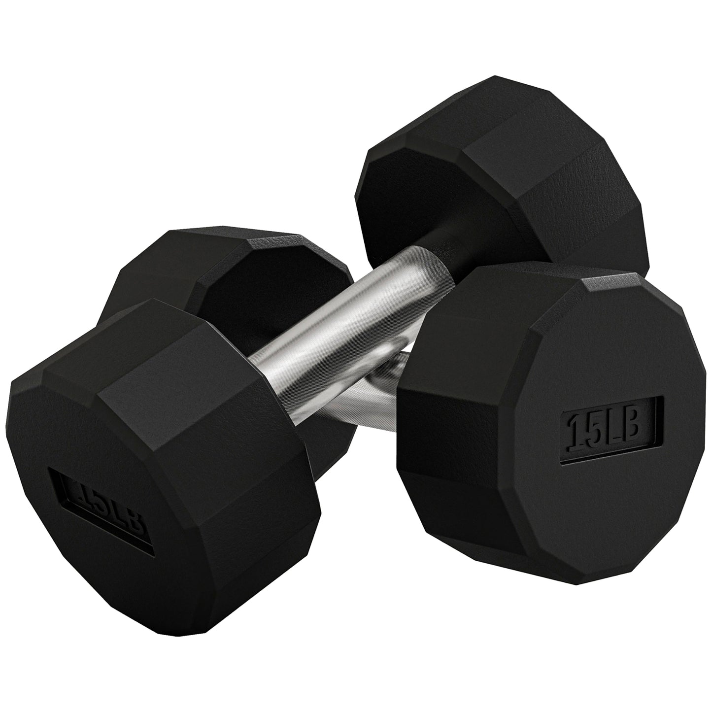 2 x 15lbs Dumbbells Set with Non-Slip Grip, Rubber Covered Weights for Men Women Home Gym Workout Dumbbells & Barbells   at Gallery Canada