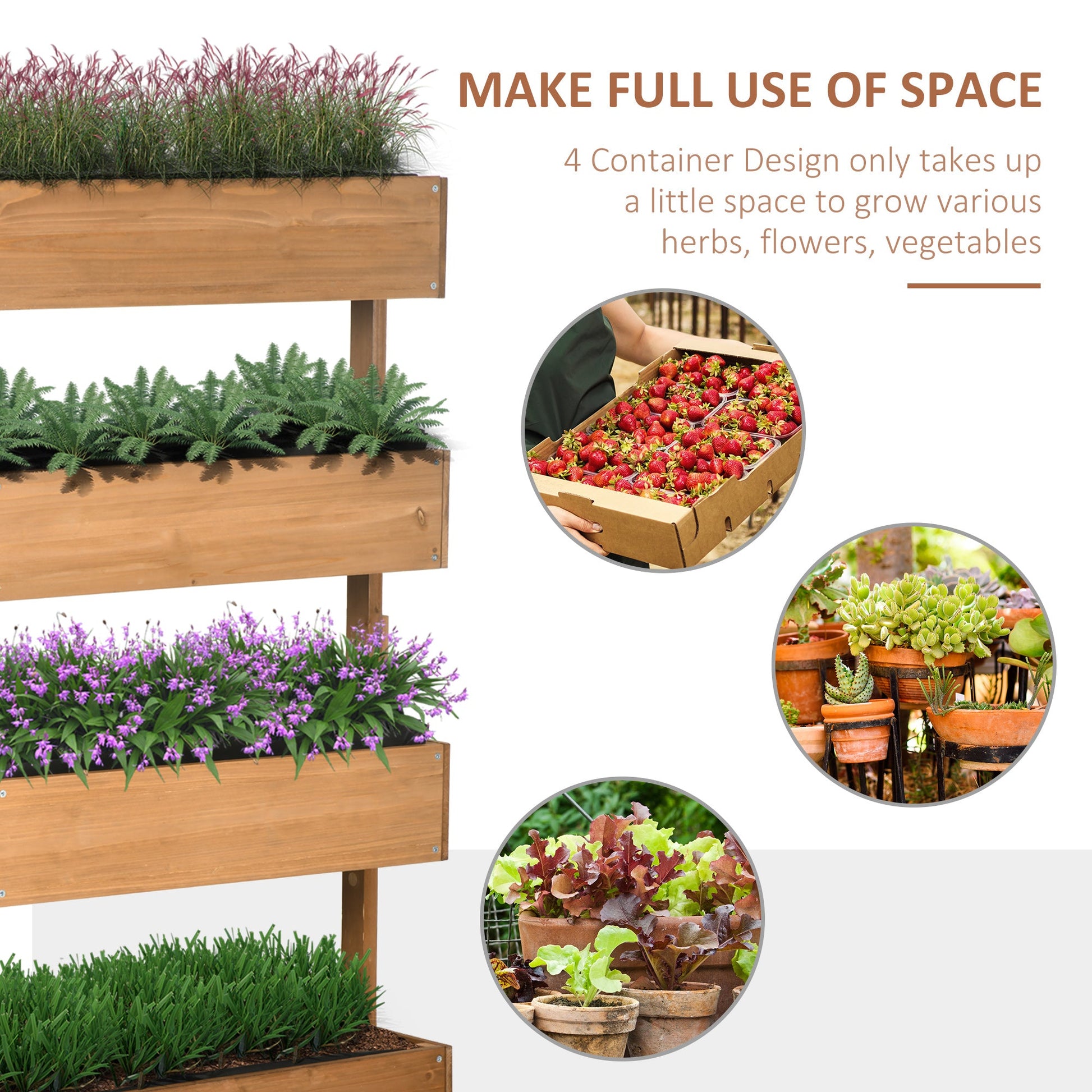 4-Tier Raised Garden Bed, Vertical Elevated Planter Rack with Non-woven Fabric, Wooden Raised Planter Boxes for Indoor and Outdoor Wooden Planter Boxes   at Gallery Canada