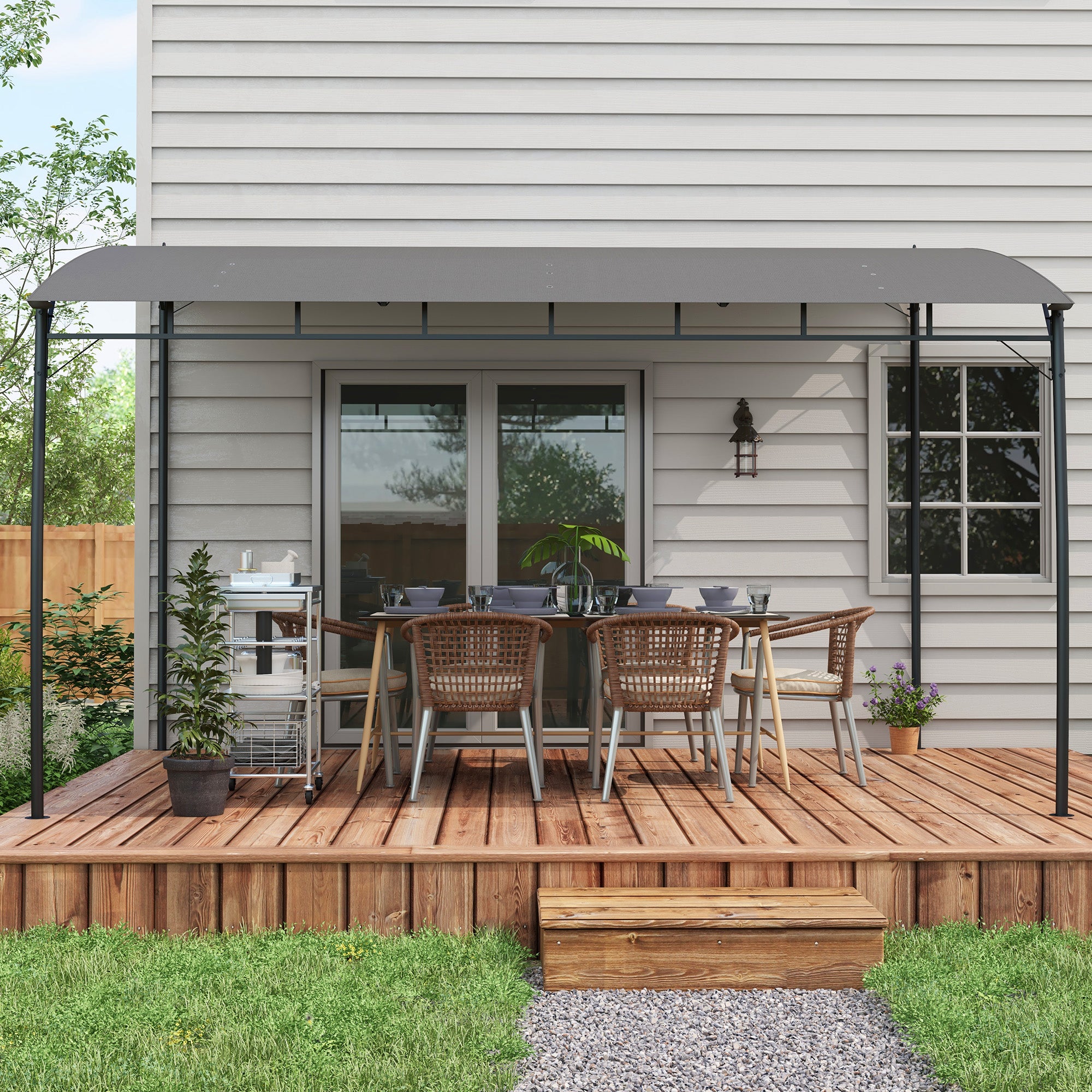 10' x 13' Outdoor Pergola with UV30+ Protection Canopy and Steel Frame for Porch, Patio, Deck, Backyard, Dark Grey Pergolas at Gallery Canada
