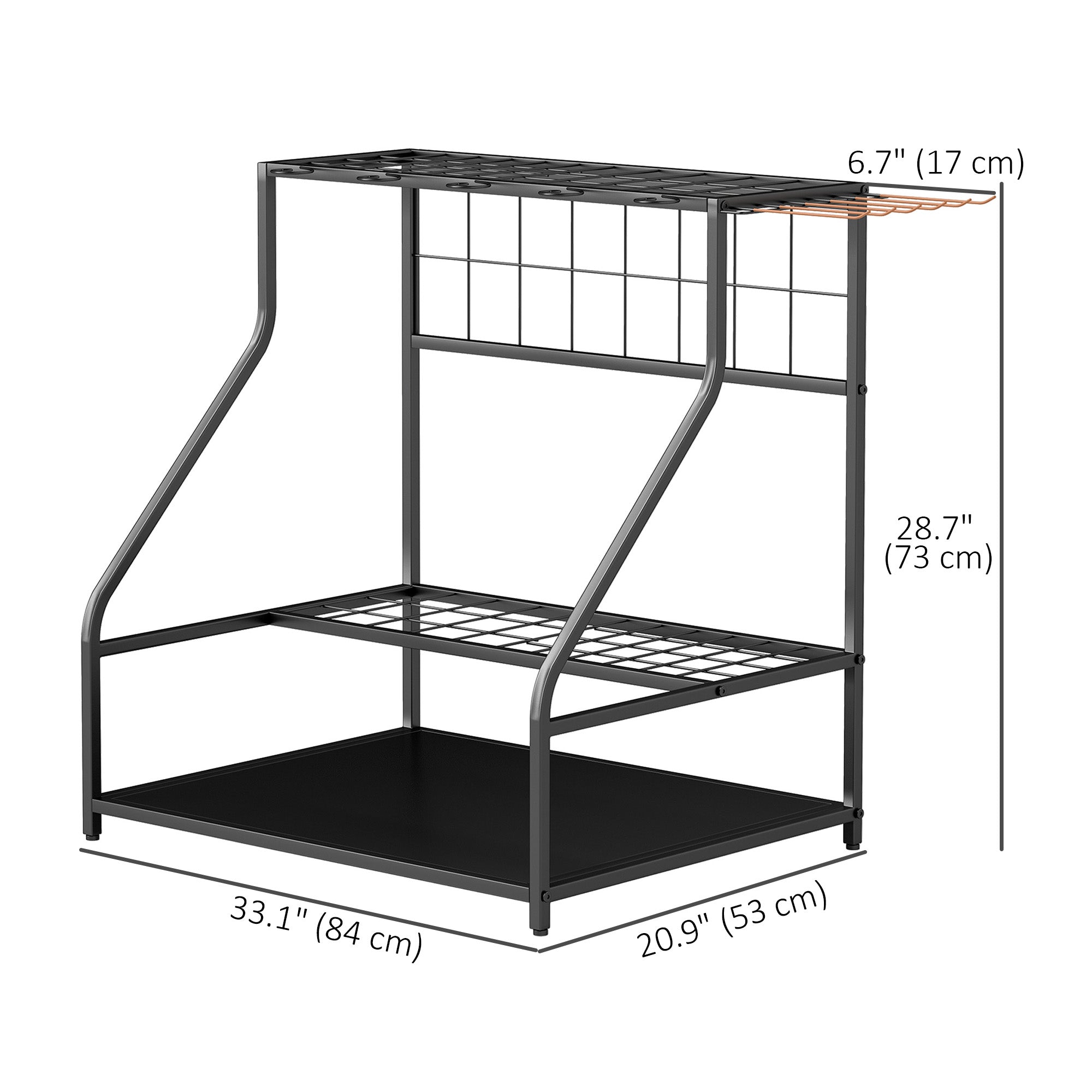 3-Tier Yard Tool Tower Rack, Garden Tool Organizer with Hooks for Long-Handled Rakes, Shovel, Broom, Orange Garden Accessories at Gallery Canada