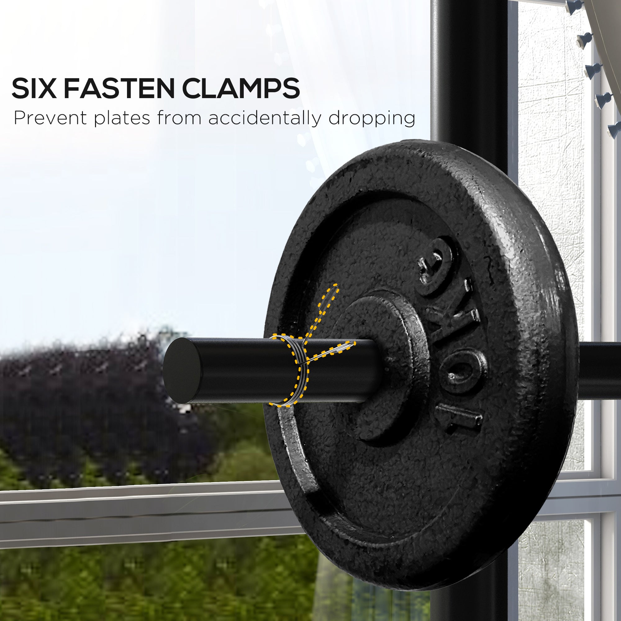 Weight Plate Rack, Bumper Plate Rack Holder for 2 inch Plates and Bars, with 4 Transport Wheels and 6 Fasten Clamps, 440 lbs Capacity More-Strength Training Equipment at Gallery Canada