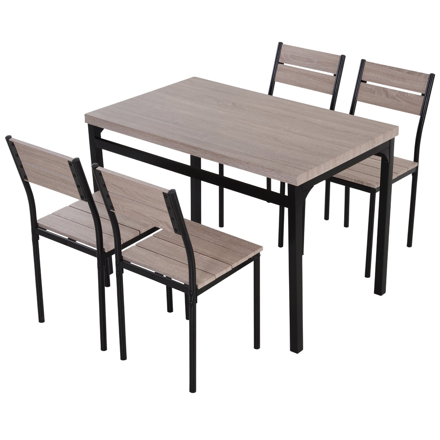 5 Piece Dining Table Set for 4, Space Saving Kitchen Table and 4 Chairs, Rectangle, Steel Frame for Dining Room Bar Sets Multi Colour  at Gallery Canada