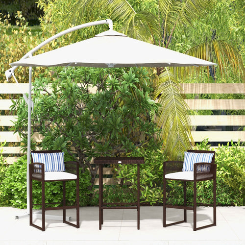 3-Piece Wicker Bar Set, Patio Bar Table Chair with Cushions, for Poolside, 25.2