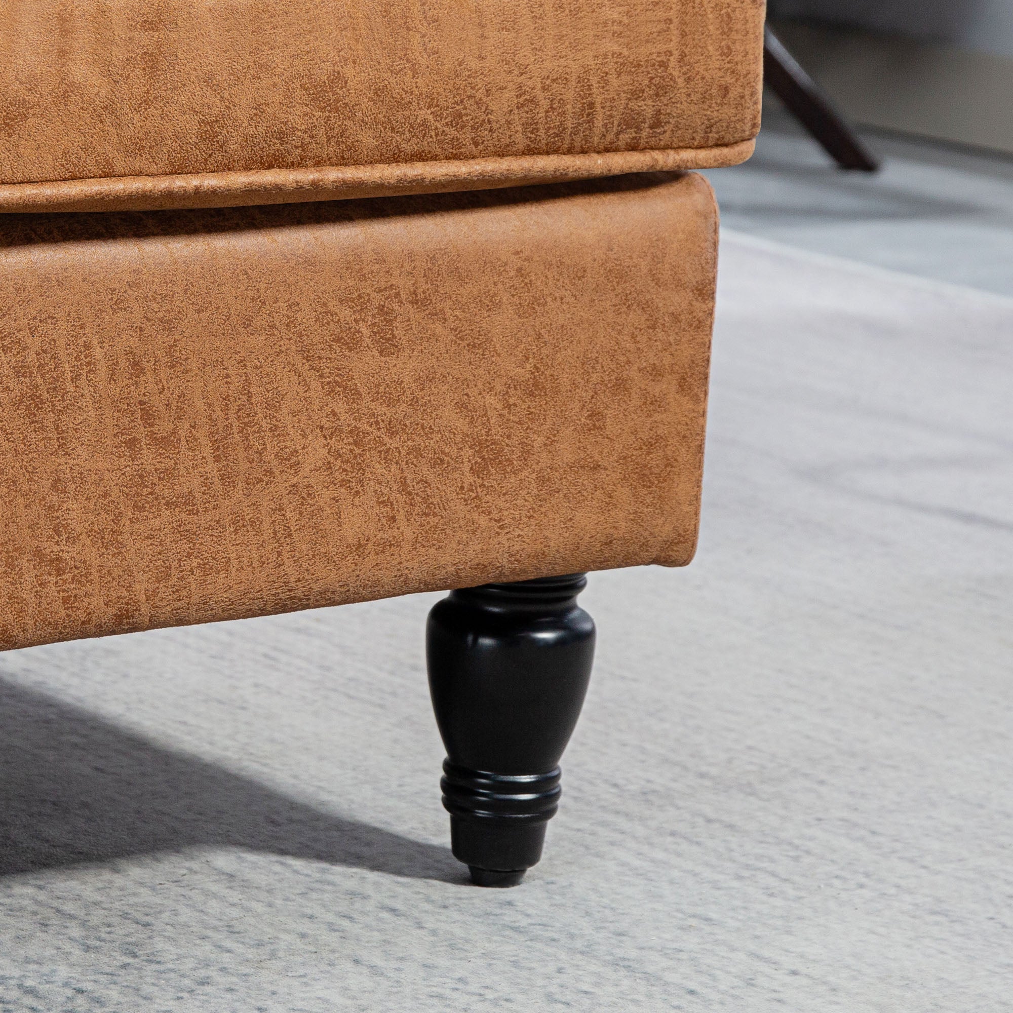 Modern Accent Chair, Microfiber Cloth Armchair with Turned Legs and Wide Seat, Comfy Chair for Living Room, Brown Accent Chairs at Gallery Canada