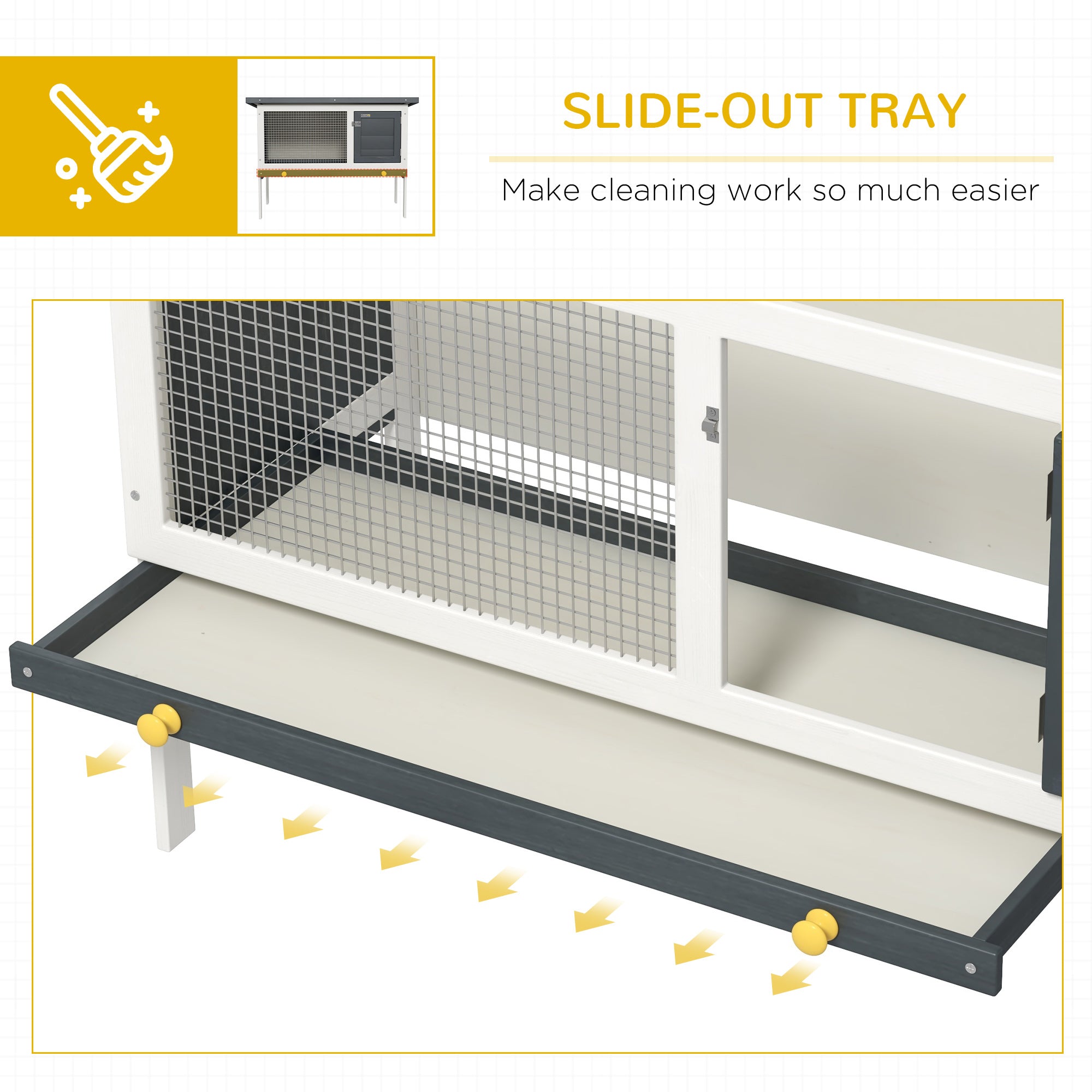 Wooden Outdoor Rabbit Hutch for Small Pet w/ Slide-out Tray, Openable Roof, 35