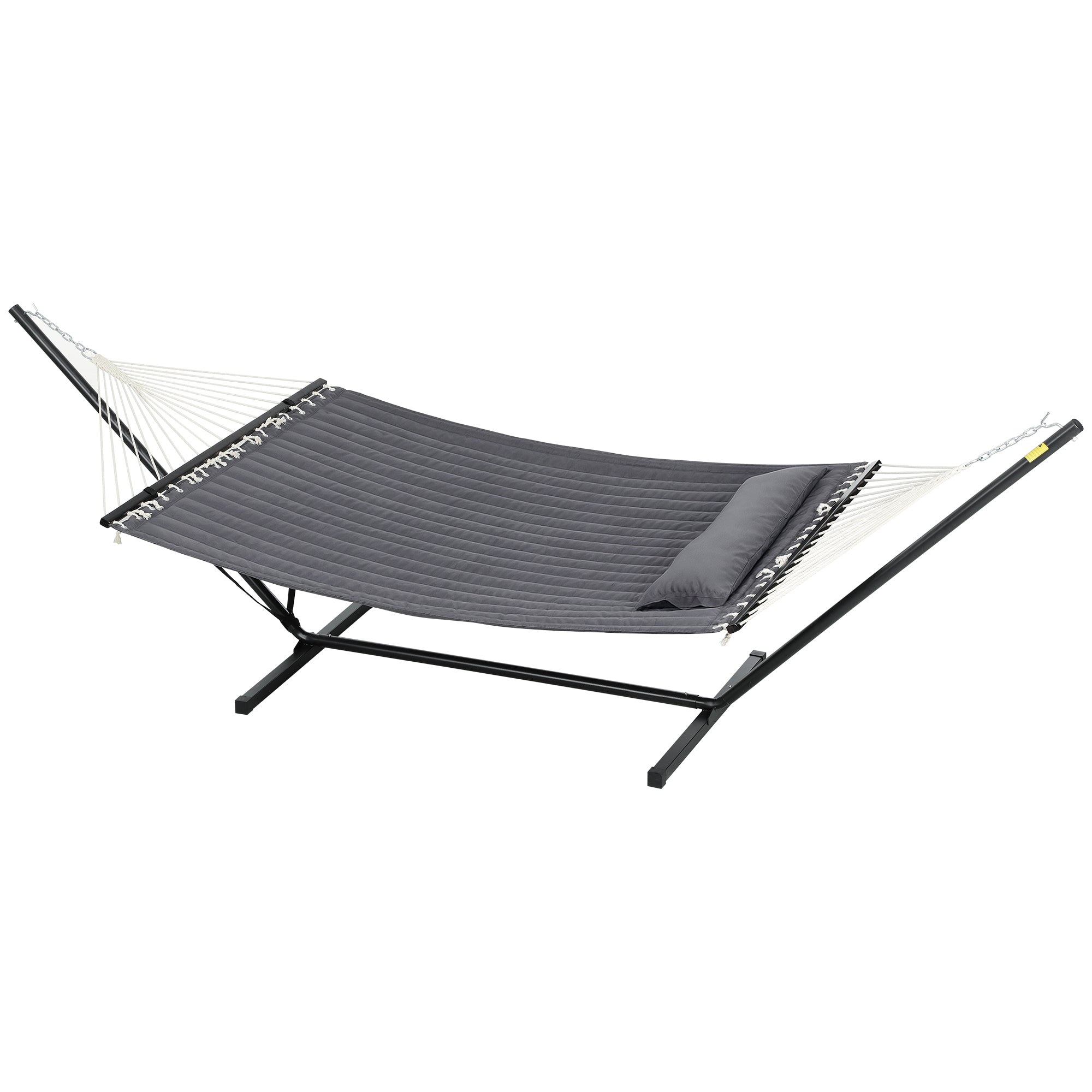 2 Person Hammock Quilted Double Hammock with Stand Pillow Spreader Bars for Outdoor Camping Beach, Dark Grey Camping Hammocks at Gallery Canada