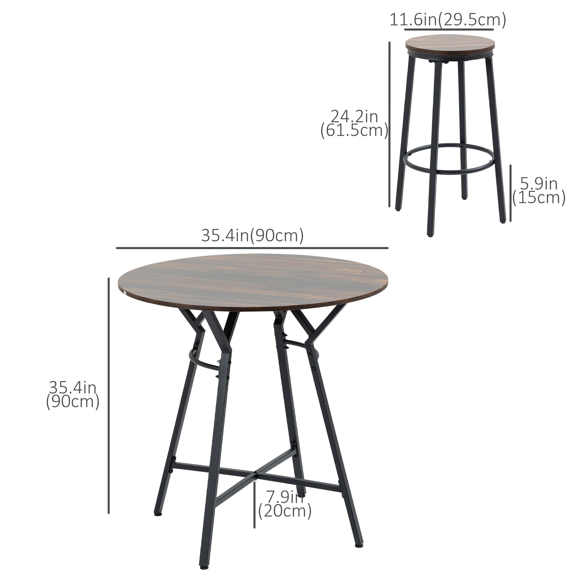 5-Piece Bar Table and Chairs Set, Space Saving Dining Table with 4 Stools for Pub &; Kitchen Bar Sets   at Gallery Canada