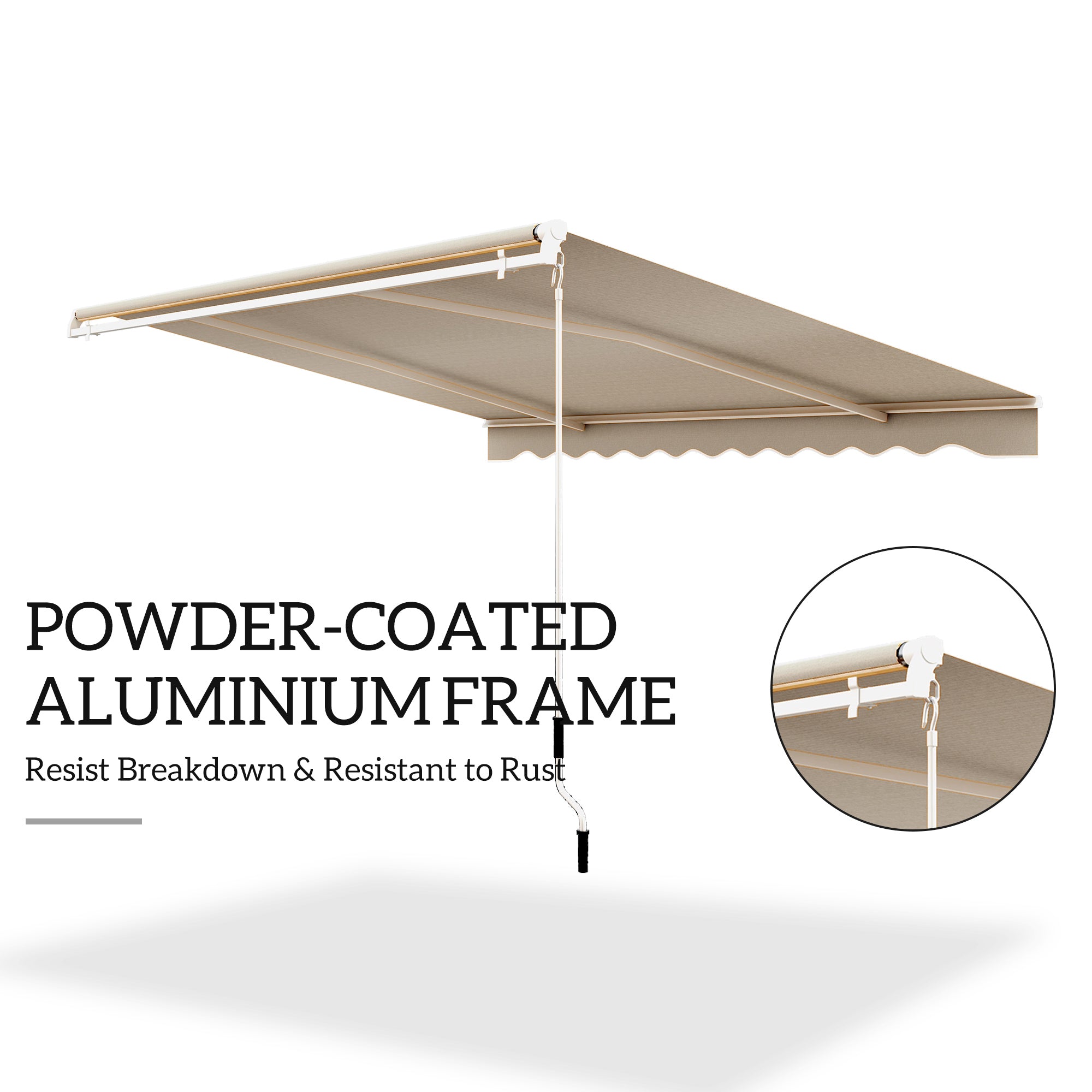 13' x 8' Manual Retractable Patio Awning Sun Shade Outdoor Deck Window Door Canopy Shelter Aluminum Frame Khaki Window Awnings at Gallery Canada