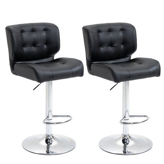 Bar stools Set of 2 Adjustable Height Faux Leather Swivel Bar Chairs with Footrest for Kitchen, Counter, Home Bar, Black Bar Stools Black  at Gallery Canada