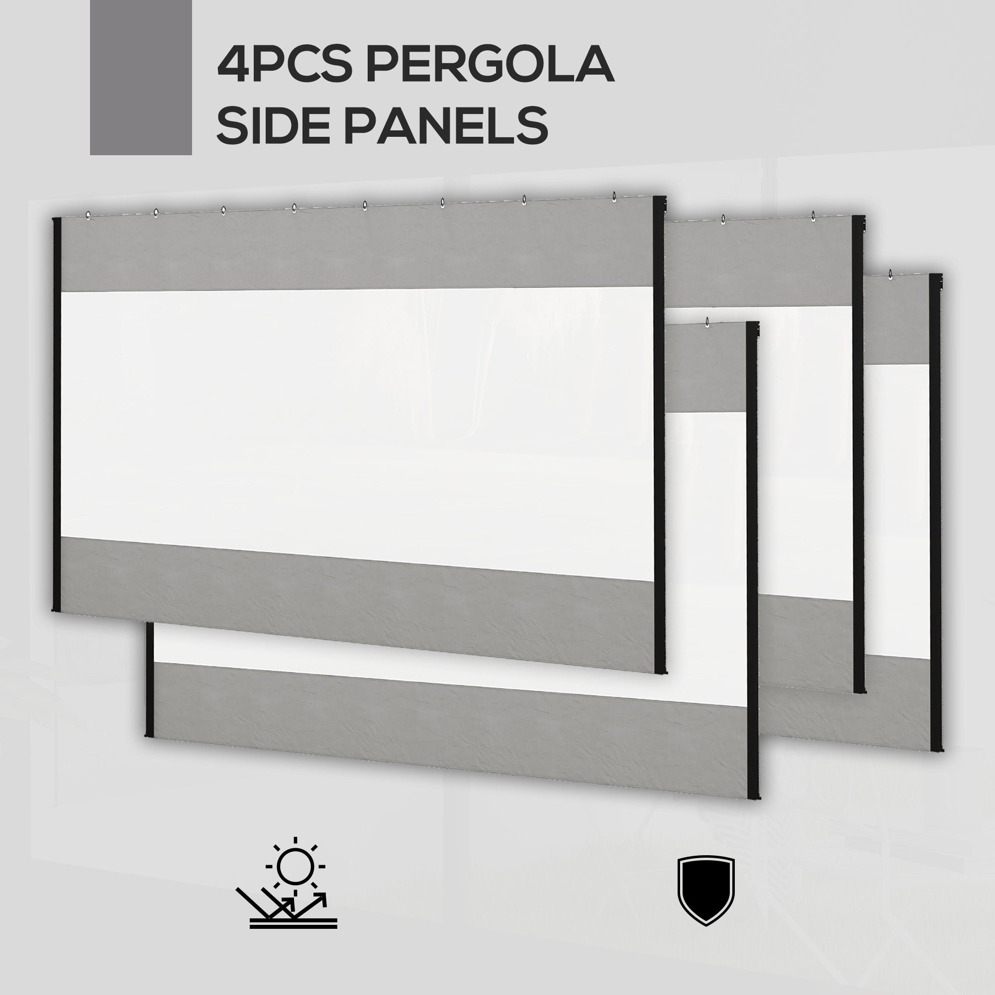 Pergola Gazebo Curtains for 10' x 10' Pergola, 4 Pack Side Panels Replacement with Large Windows and Zipped Doors Gazebo Sidewalls at Gallery Canada
