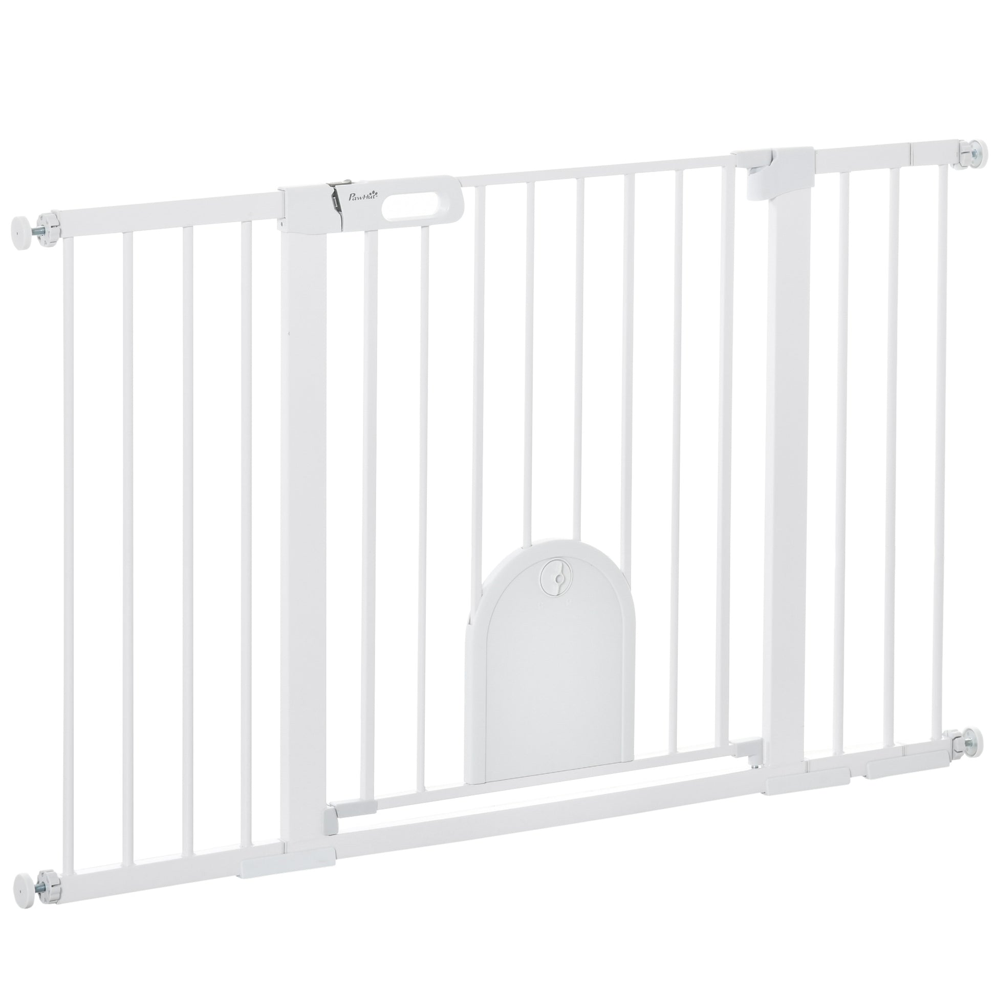 30"-52" Extra Wide Pet Gate Barrier with Small Door, White Houses, Kennels & Pens   at Gallery Canada