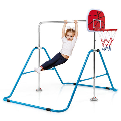 Kids Folding Horizontal Bar with 4 Adjustable Heights, Blue Toy Sports   at Gallery Canada