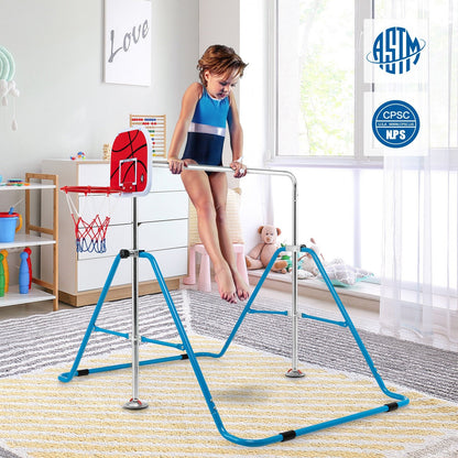 Kids Folding Horizontal Bar with 4 Adjustable Heights, Blue Toy Sports   at Gallery Canada