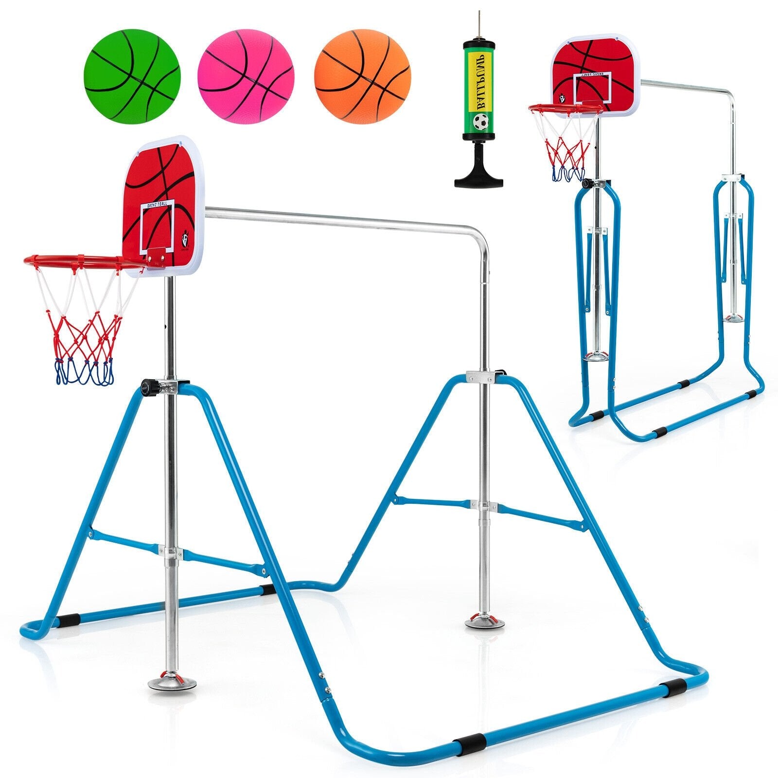 Kids Folding Horizontal Bar with 4 Adjustable Heights, Blue Toy Sports   at Gallery Canada