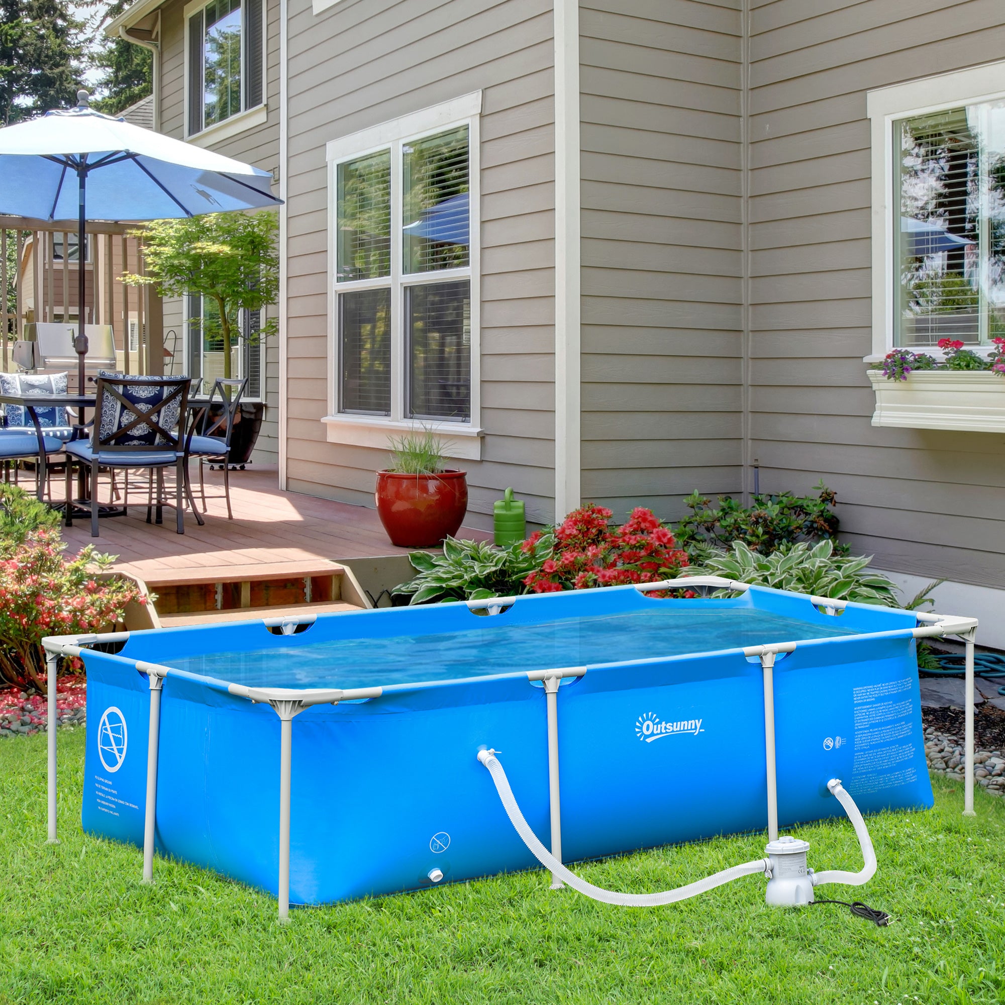 8.3ft x 5ft x 26in Frame Above Ground Swimming Pool Set with Filter Pump Filter Cartridge Reinforced Sidewalls Blue Outdoor Swimming Pools & Hot Tubs at Gallery Canada