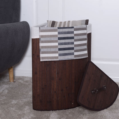 Corner Bamboo Hamper Laundry Basket, Brown Laundry Baskets   at Gallery Canada