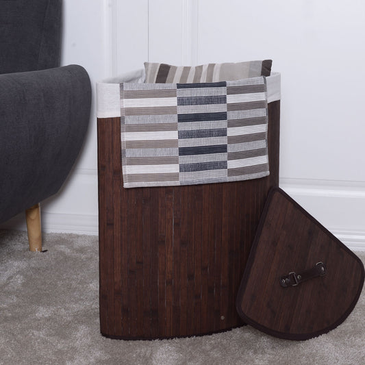 Corner Bamboo Hamper Laundry Basket, Brown - Gallery Canada