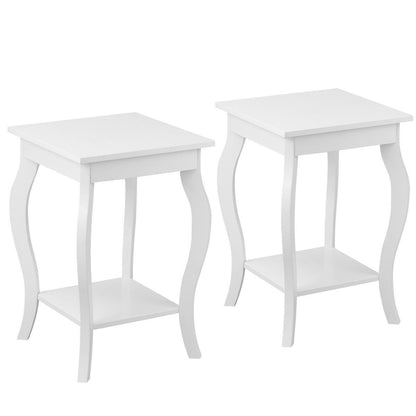 Set of 2 Accent Side Tables with Shelf, White - Gallery Canada