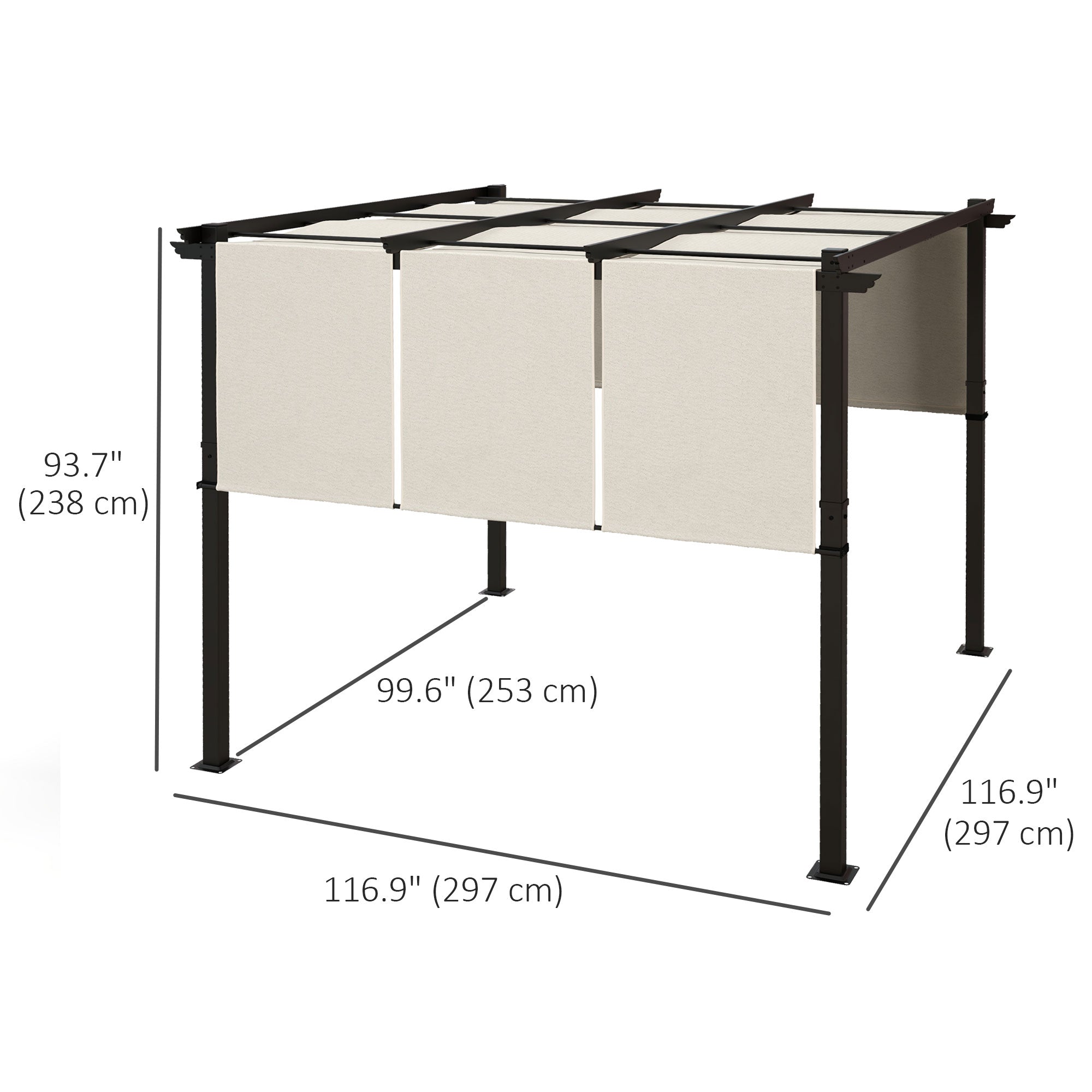 10' x 10' Metal Pergola, Outdoor Pergola with Retractable Canopy, for Garden, Patio, Backyard, Deck Pergolas at Gallery Canada