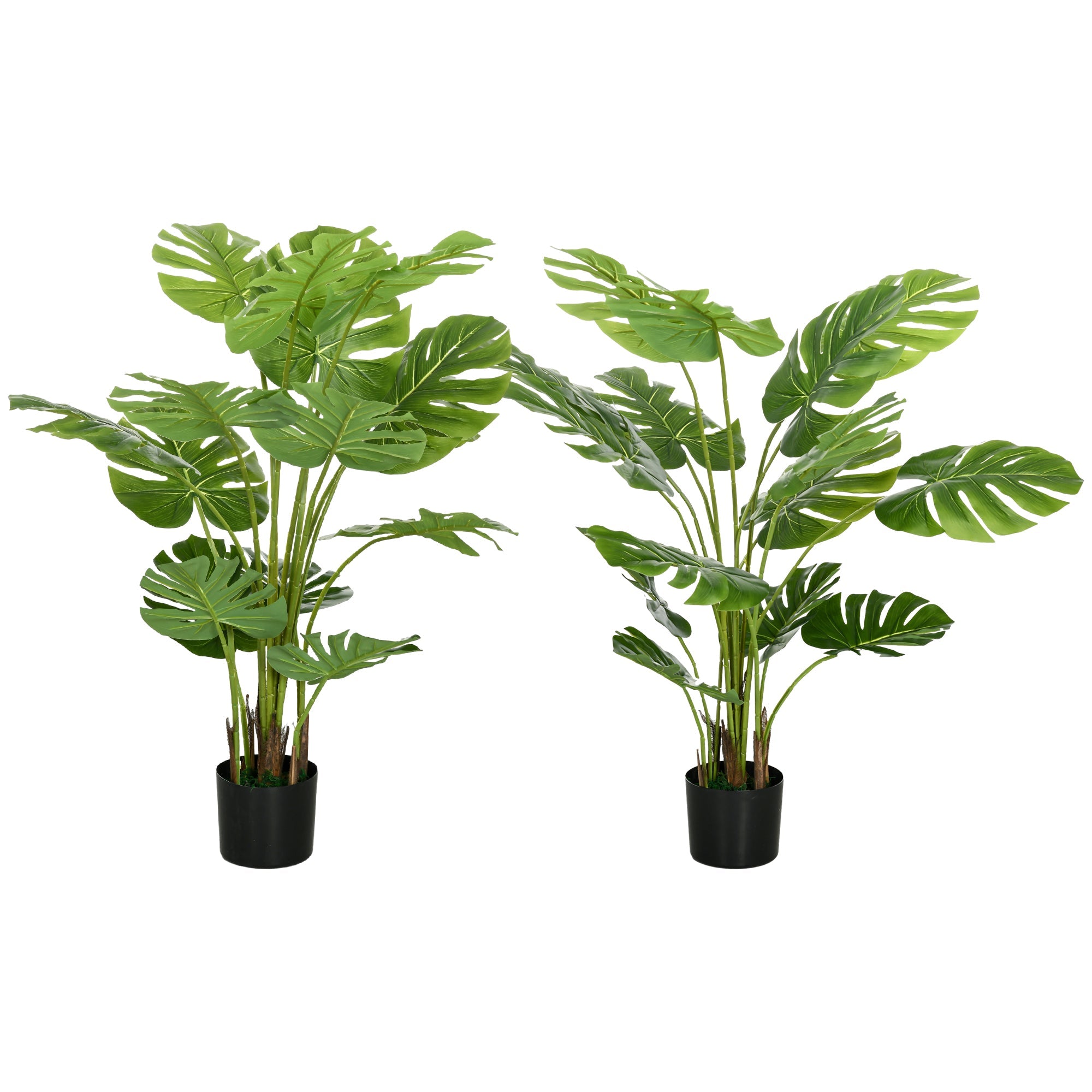 Set of 2 4ft Artificial Tree Monstera Deliciosa, Indoor Outdoor Fake Tropical Palm with Pot, for Home Decor Artificial Trees Multi Colour  at Gallery Canada