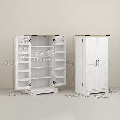 Farmhouse Kitchen Pantry Storage Cabinet, Kitchen Pantry Cabinet with Doors and Adjustable Shelves, Cream White Kitchen Pantry Cabinets   at Gallery Canada