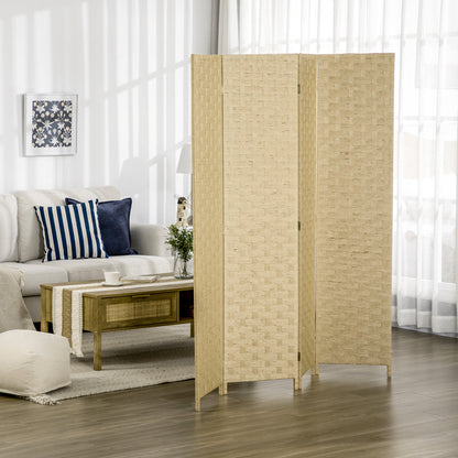 5.6 Ft. Tall 4-Panel Room Divider, Wave Fiber Freestanding Folding Privacy Screen Panels, Partition Wall Divider for Indoor Bedroom Office, Brown Room Dividers   at Gallery Canada