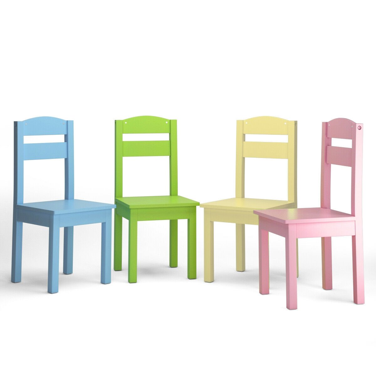 5 Pieces Kids Pine Wood Table Chair Set, Clear Kids Table & Chair Sets   at Gallery Canada