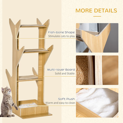 4-level Platform Cat Tree with Resting House, Activity Center for kittens, Cat Tower Furniture with Cushion, Oak Cat Towers   at Gallery Canada