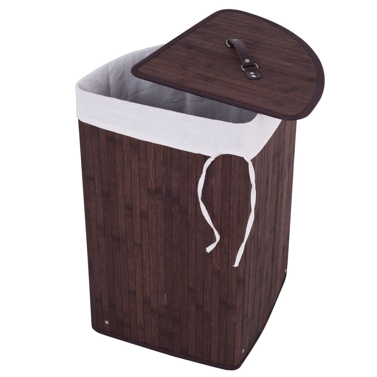 Corner Bamboo Hamper Laundry Basket, Brown - Gallery Canada