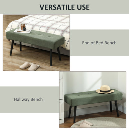 39" Upholstered Ottoman Bench, Corduroy Entryway Bedroom Bench with Padded Seat and Steel Legs for Bedroom, Green Storage Ottomans & Benches   at Gallery Canada