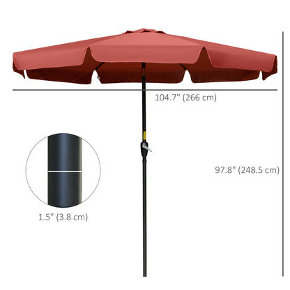 8.5 ft Outdoor Market Table Umbrella, Round Patio Umbrella with Tilt and Crank for Garden, Backyard, Deck, Wine Red Sun Umbrellas   at Gallery Canada