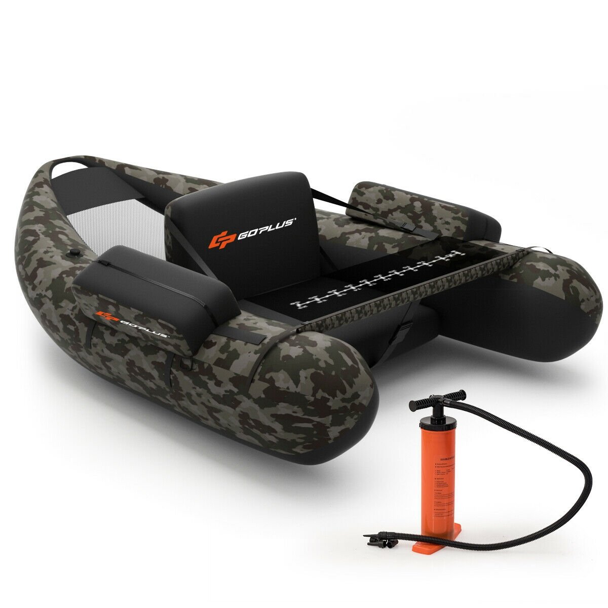 Inflatable Fishing Float Tube with Pump Storage Pockets and Fish Ruler, Camouflage - Gallery Canada