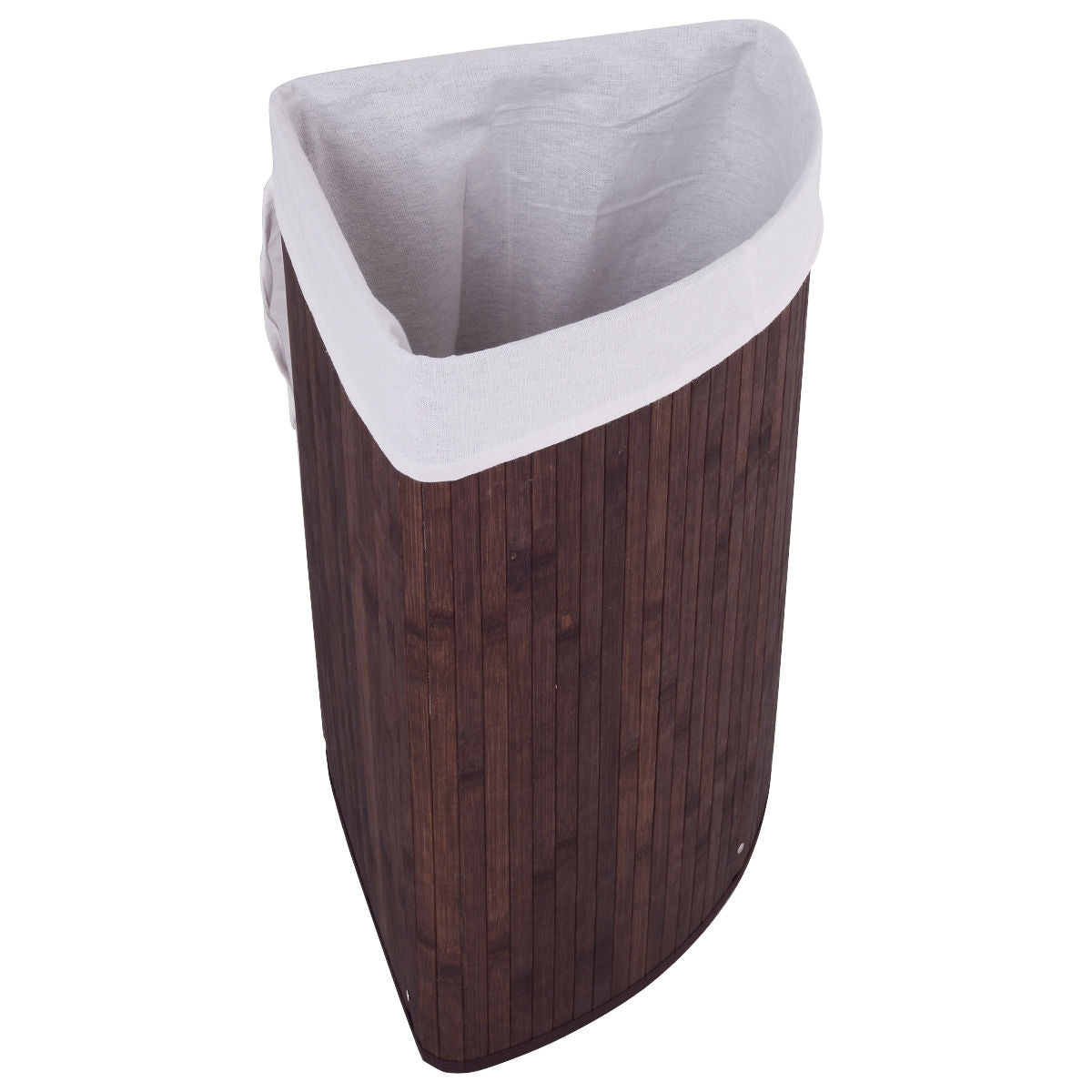 Corner Bamboo Hamper Laundry Basket, Brown Laundry Baskets   at Gallery Canada