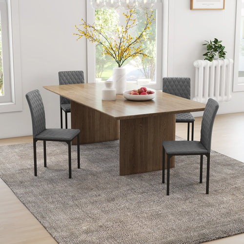 Set of 4 Modern Dining Chairs, Tufted High Back Side Chairs with Upholstered Seat, Steel Legs for Living Room, Kitchen