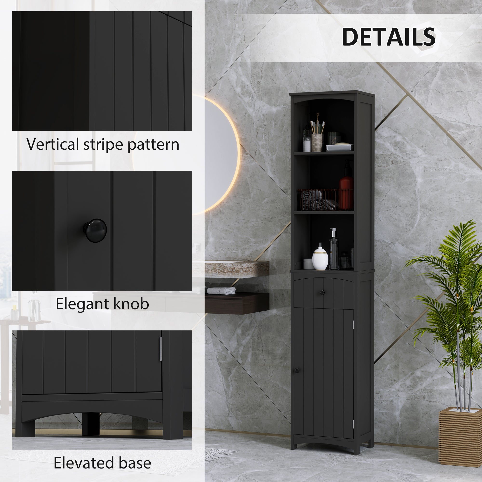 Tall Bathroom Cabinet Storage Organizer, Tall Cabinet with Shelves and Drawer Bathroom Cabinets at Gallery Canada