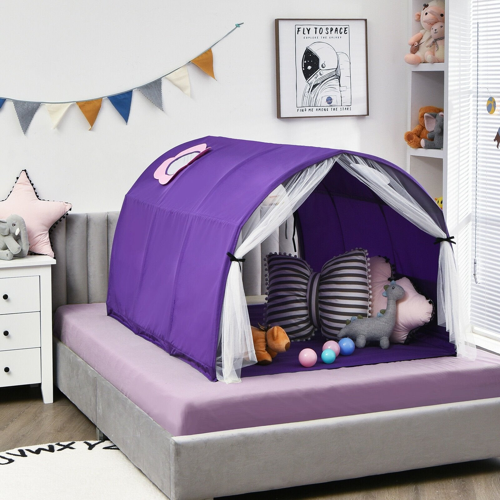 Kids Galaxy Starry Sky Dream Portable Play Tent with Double Net Curtain, Purple Play Tents & Playhouse   at Gallery Canada