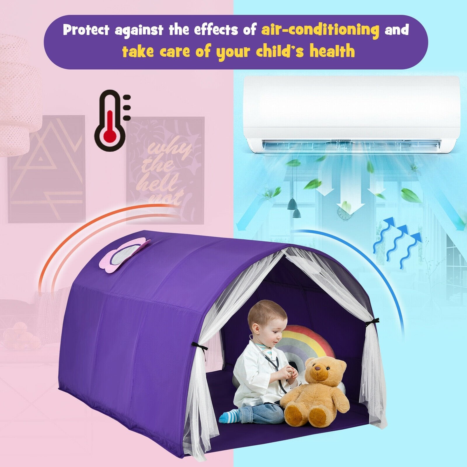 Kids Galaxy Starry Sky Dream Portable Play Tent with Double Net Curtain, Purple Play Tents & Playhouse   at Gallery Canada