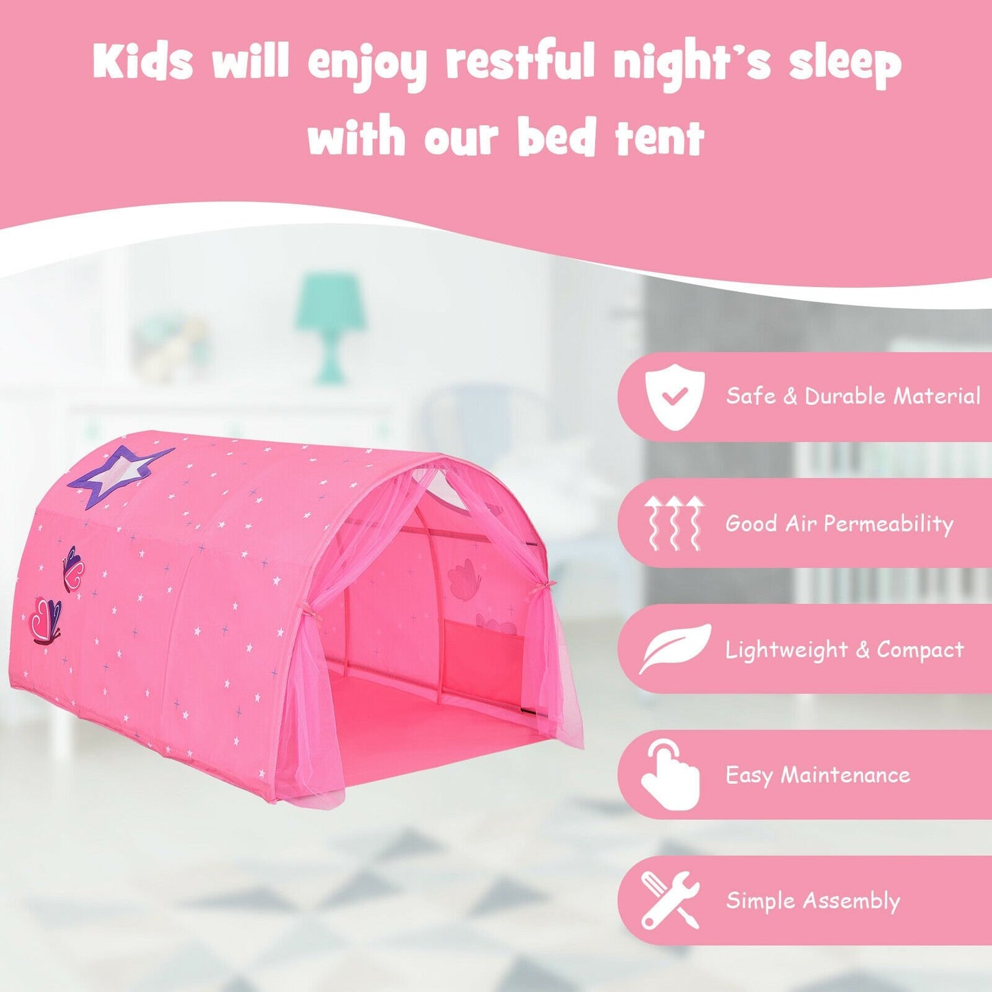 Kids Galaxy Starry Sky Dream Portable Play Tent with Double Net Curtain, Pink Play Tents & Playhouse   at Gallery Canada