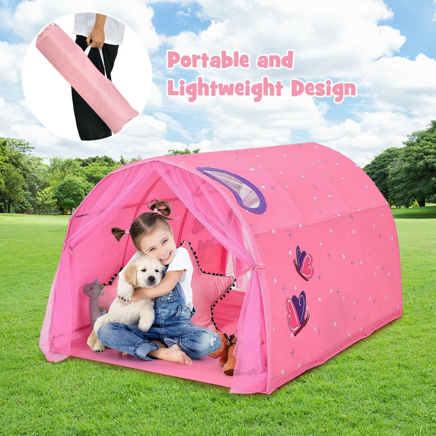 Kids Galaxy Starry Sky Dream Portable Play Tent with Double Net Curtain, Pink Play Tents & Playhouse   at Gallery Canada