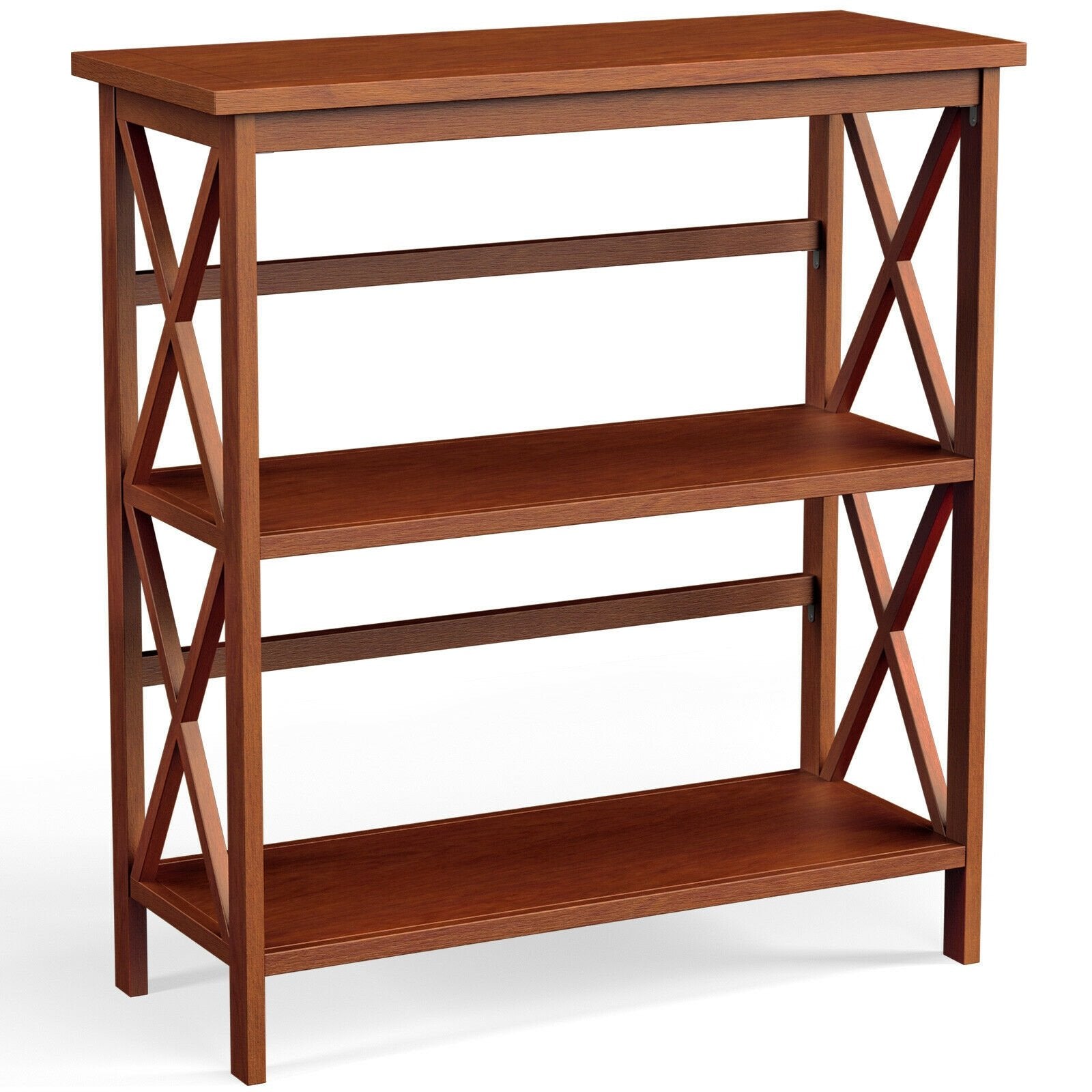 3-Tier Multi-Functional Storage Shelf Units Wooden Open Bookcase and Bookshelf, Natural Bookcases   at Gallery Canada