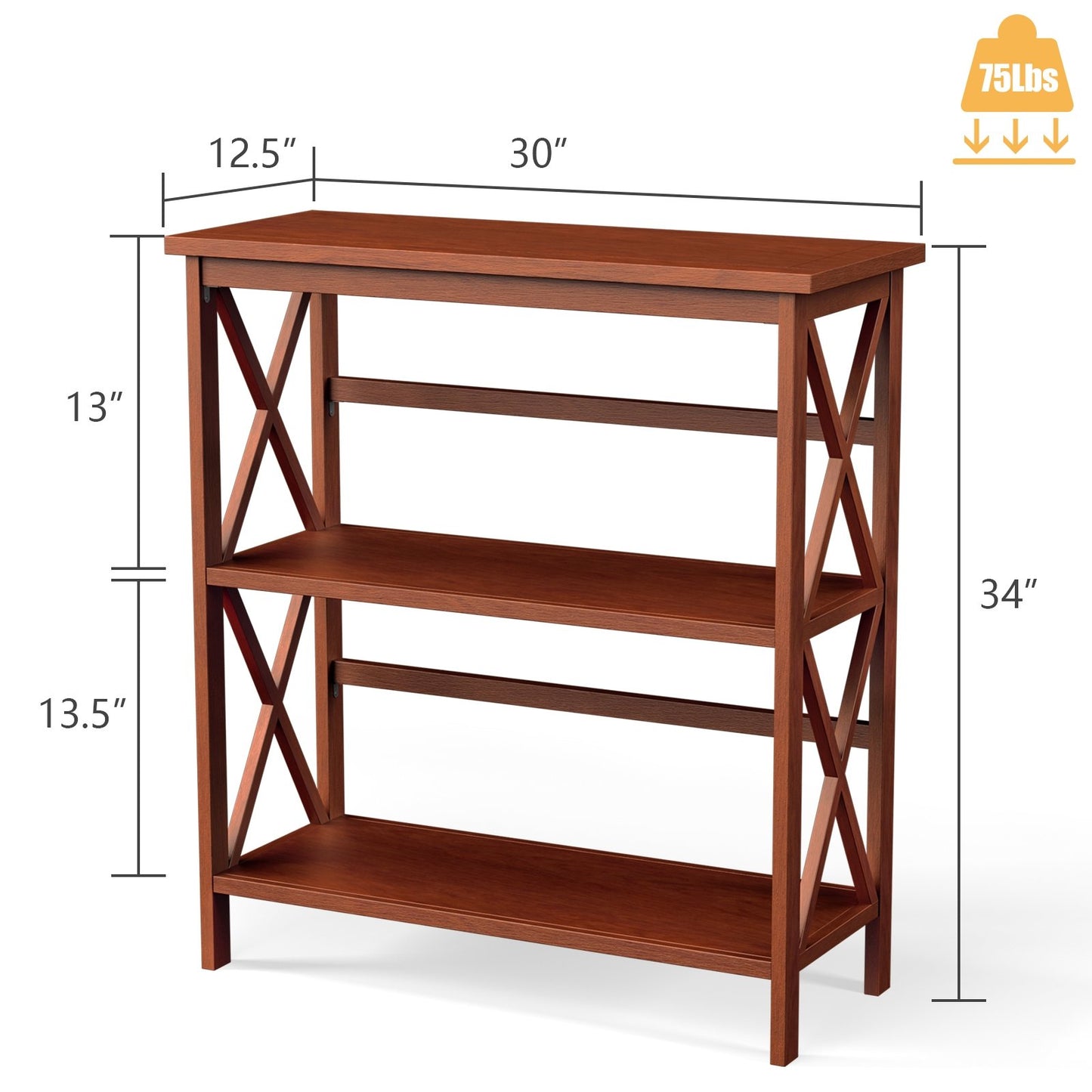 3-Tier Multi-Functional Storage Shelf Units Wooden Open Bookcase and Bookshelf, Natural - Gallery Canada