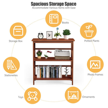 3-Tier Multi-Functional Storage Shelf Units Wooden Open Bookcase and Bookshelf, Natural - Gallery Canada