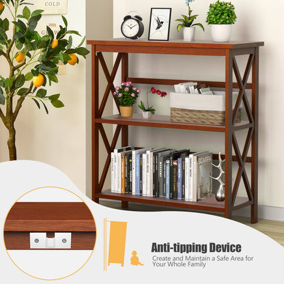 3-Tier Multi-Functional Storage Shelf Units Wooden Open Bookcase and Bookshelf, Natural - Gallery Canada