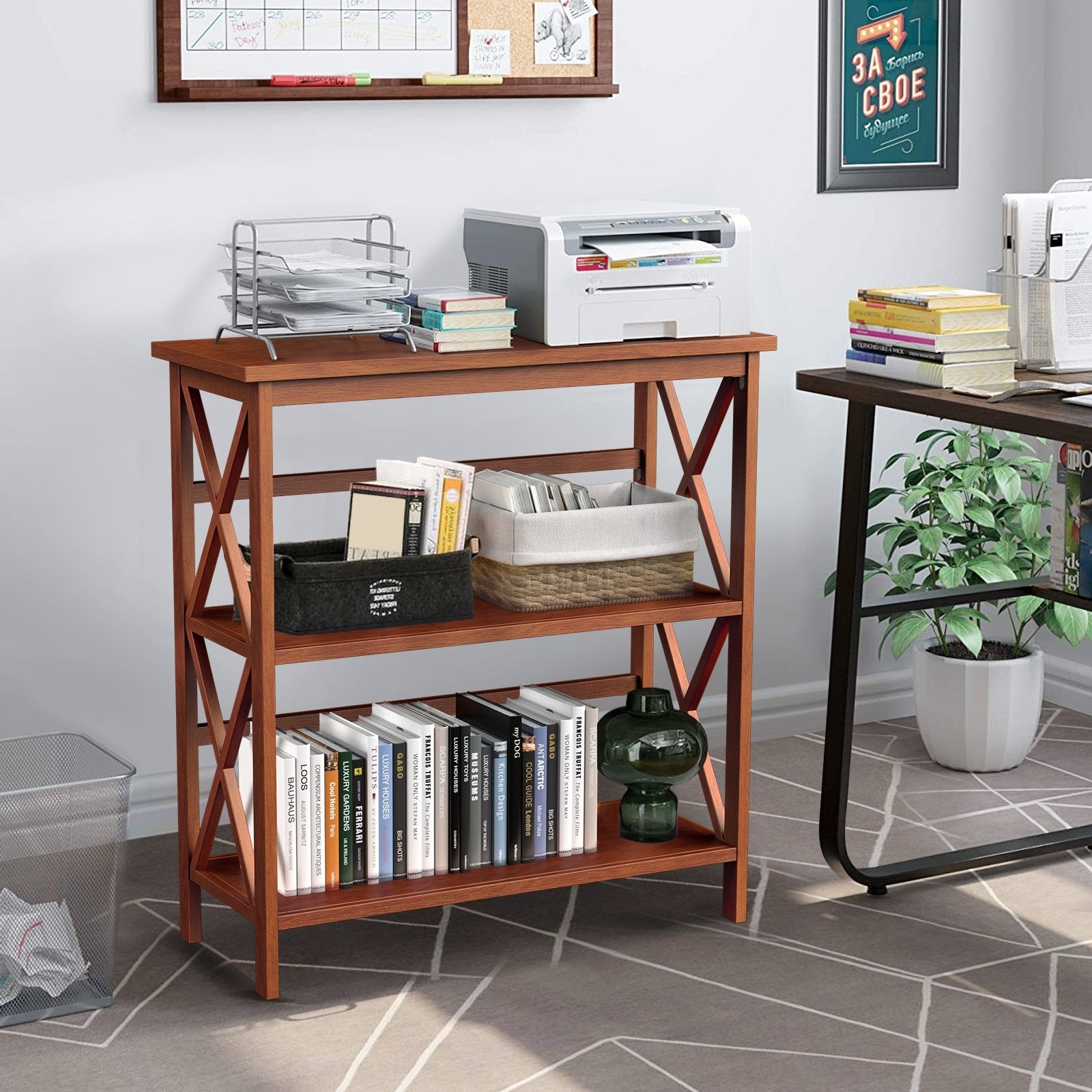 3-Tier Multi-Functional Storage Shelf Units Wooden Open Bookcase and Bookshelf, Natural Bookcases   at Gallery Canada