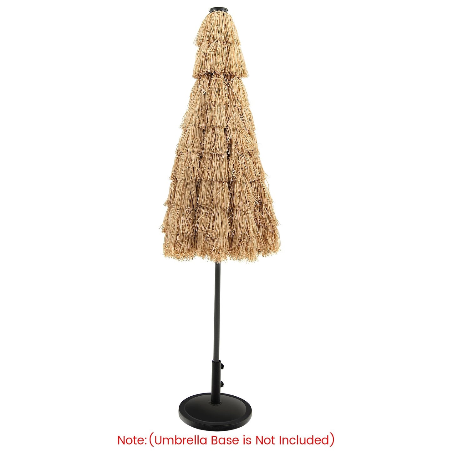 9 Feet Solar Powered Thatched Tiki Patio Umbrella with Led Lights., Natural Outdoor Umbrellas   at Gallery Canada